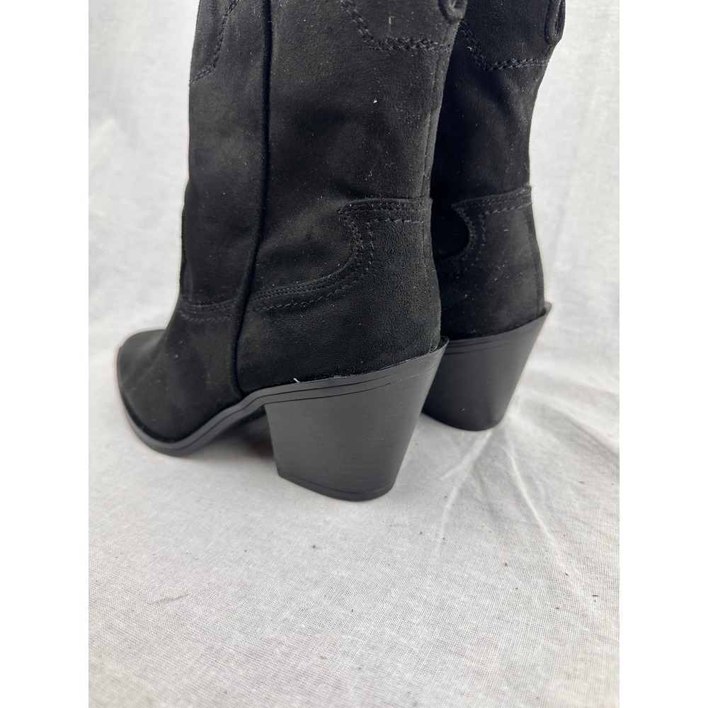 Universal Thread Womens Black Faux Suede Western Pointed Toe Ankle Boots 8.5 NEW - Picture 4 of 6